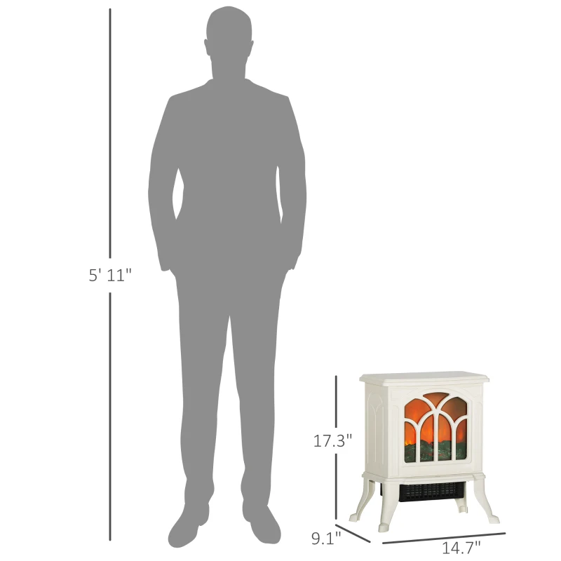 HOMCOM Electric Fireplace Heater, Freestanding Fireplace Stove with Realistic Logs and Flame Effect, 750W/1500W, Beige