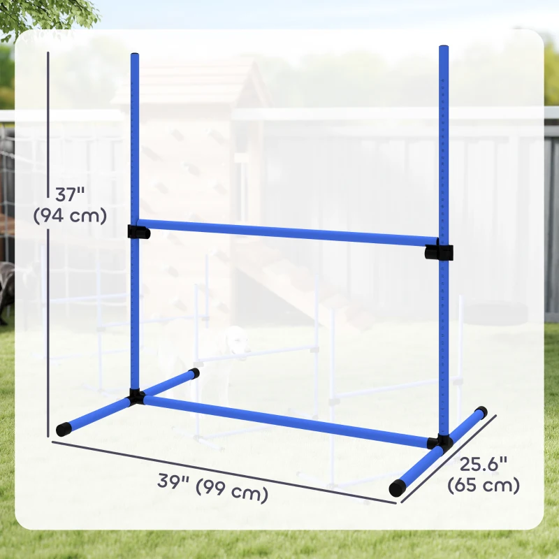 PawHut Set of 4 Dog Agility Training Equipment Adjustable Jump Bar Pet Exercise Kit with Carrying Bag (Blue)