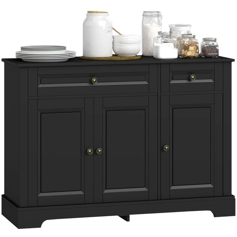 HOMCOM Sideboard Buffet Cabinet, Modern Accent Cabinet with 2 Drawers and Adjustable Shelves, Entryway Cabinet, Black