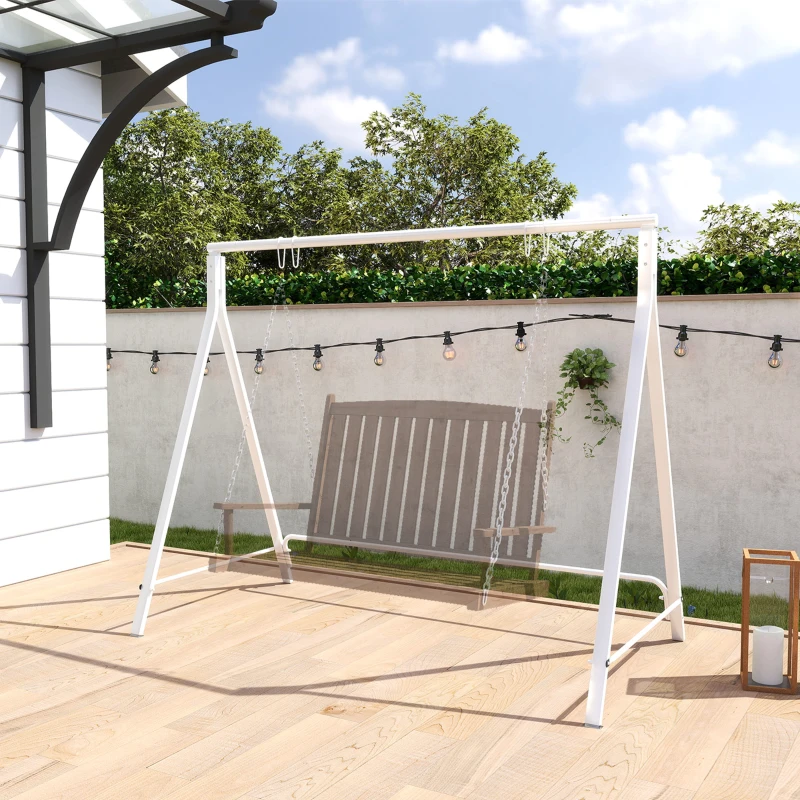 Outsunny Metal Swing Stand Swing Frame, Hanging Chair Stand Only, 528 LBS Weight Capacity, for Backyard, Patio, Lawn, White