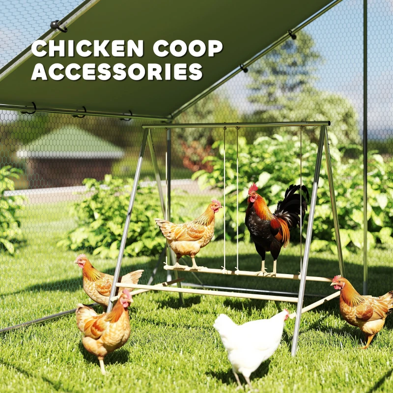 PawHut Chicken Perch for Coop, Chicken Roosting Bars with 2 Swings, Coop Accessories for Farm, Backyard, Silver