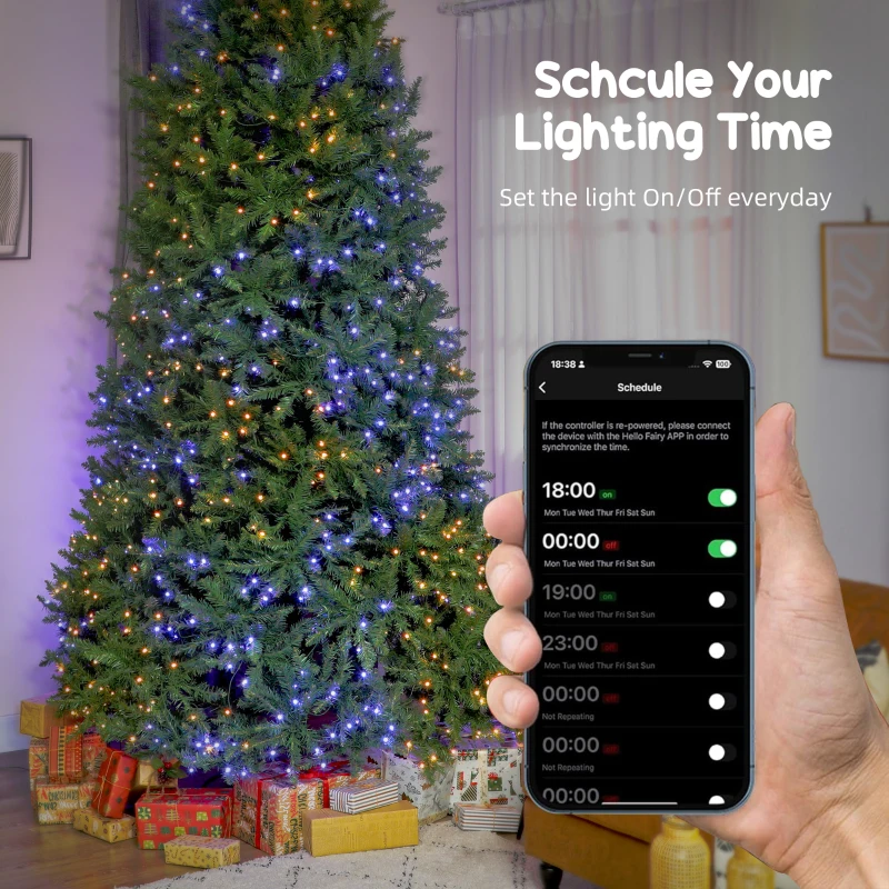 HOMCOM 9ft Prelit Christmas Tree with Full-Spectrum LEDs, Smart App Control, Wide Full Hinged Xmas Tree, Easy Assembly