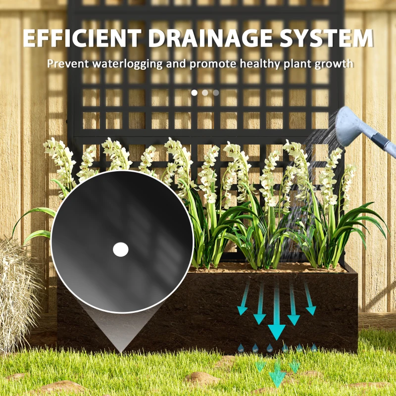 Outsunny Galvanized Raised Garden Bed Planter Box with Trellis for Climbing Plants, Vegetable, Vines, 43" x 16" x 70"