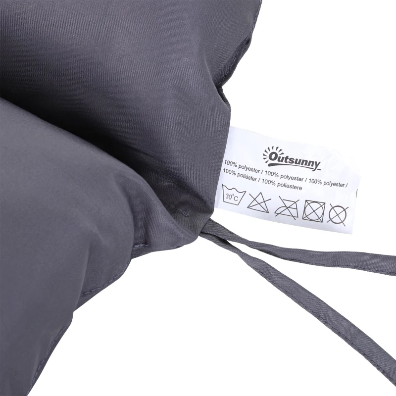 Outsunny 2 Seater Garden Bench Cushion, Soft Thick Outdoor Non-Slip 2 Seater Soft Pad With Backrest for Garden Patio, 52" x 43" x 4", Dark Grey