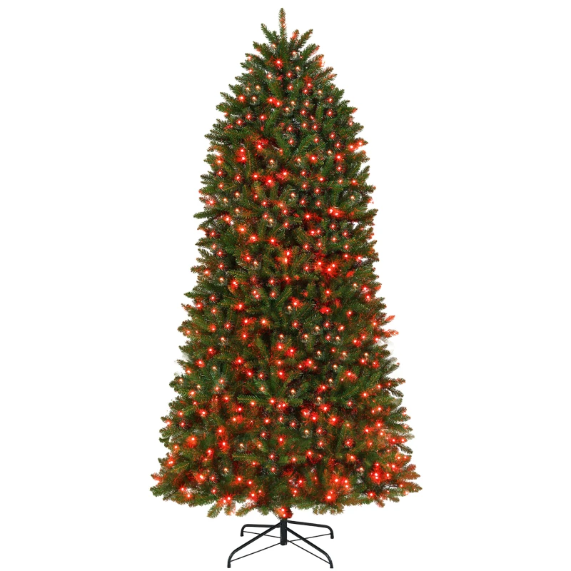 HOMCOM 9ft Prelit Christmas Tree with Full-Spectrum LEDs, Smart App Control, Wide Full Hinged Xmas Tree, Easy Assembly