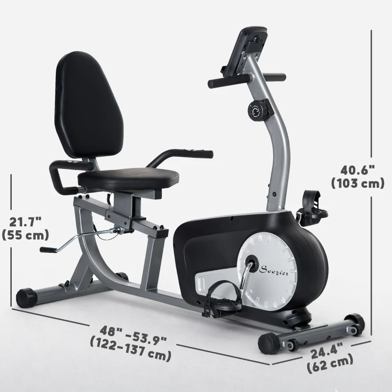 Soozier Exercise Bike, Stationary Bike with 8-Level Magnetic Resistance, LCD Display, Adjustable Seat and Backrest for Home Gym