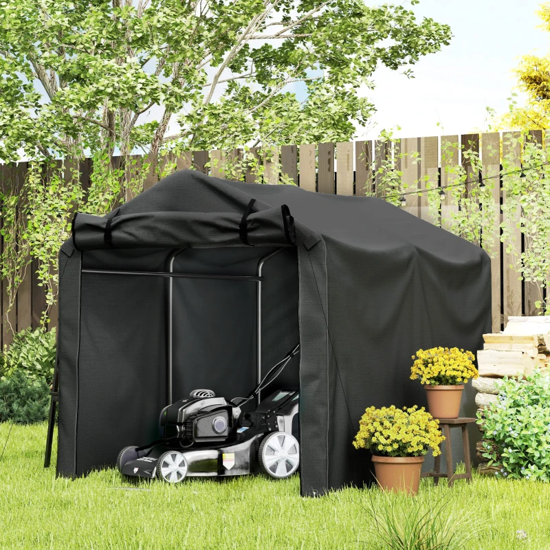 Outsunny Outdoor Storage Shed, UV Resistant Bike Tent with Roll-up Zipper Door, Portable Shed for Bike, Motorcycle, Black