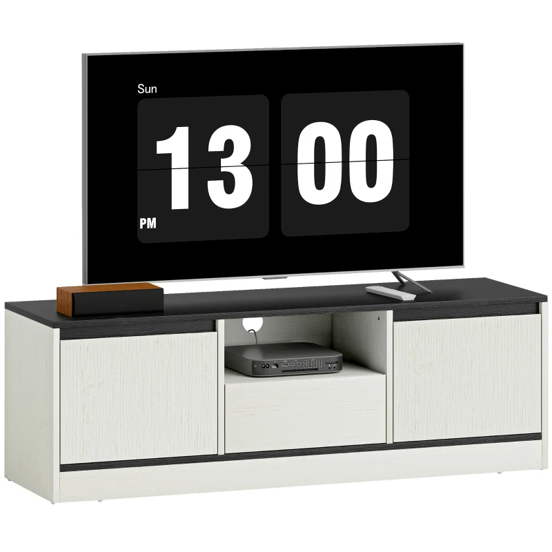 HOMCOM TV Stand for 43-55 Inch TV,  Entertainment Center w/ Cabinets, Shelf, Drawer and Cable Management for Living Room, White