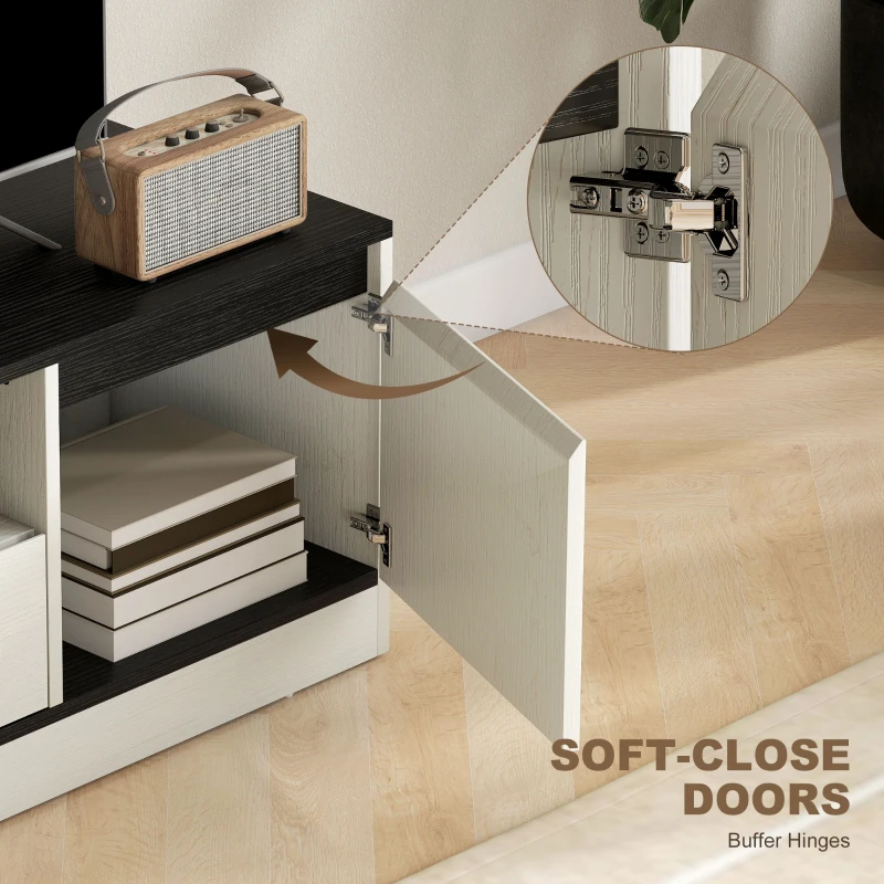 HOMCOM TV Stand for 43-55 Inch TV,  Entertainment Center w/ Cabinets, Shelf, Drawer and Cable Management for Living Room, White