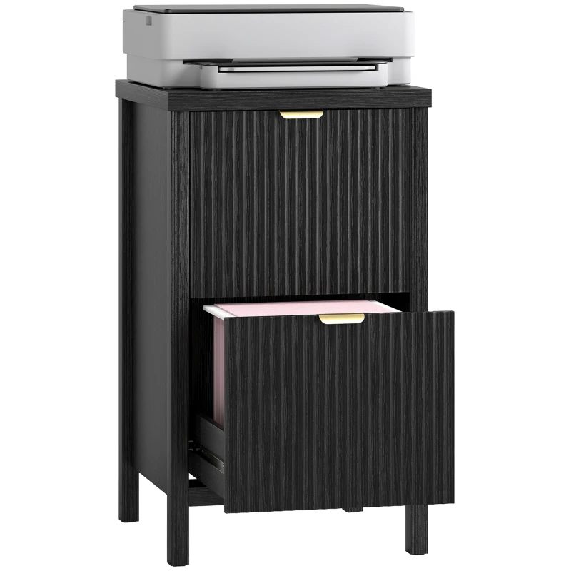 HOMCOM 2 Drawer File Cabinet with Silent Slides, Vertical Modern Filing Cabinet Fits Letter/A4 Size Home Office, Black