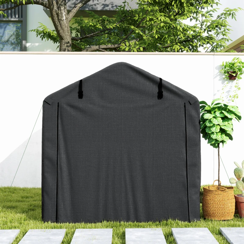 Outsunny Outdoor Storage Shed, UV Resistant Bike Tent with Roll-up Zipper Door, Portable Shed for Bike, Motorcycle, Black