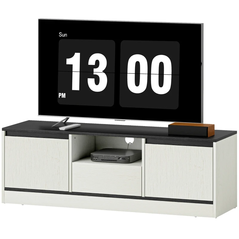 HOMCOM TV Stand for 43-55 Inch TV,  Entertainment Center w/ Cabinets, Shelf, Drawer and Cable Management for Living Room, White