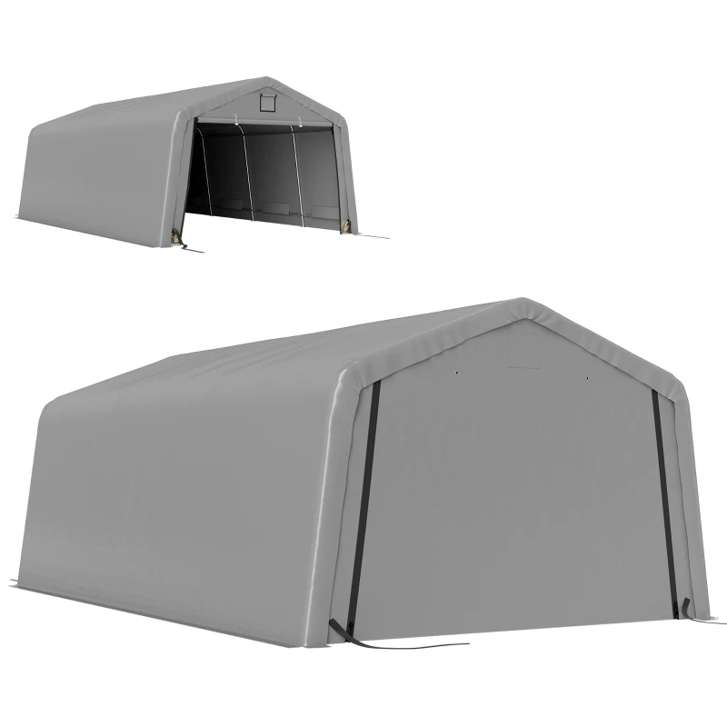 Outsunny Carport 12' x 20' Portable Garage, Heavy Duty Car Port Canopy with Ventilation Windows and Large Roll-up Door, Gray