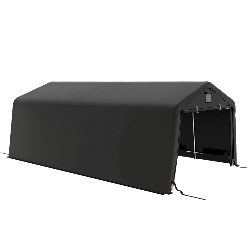 Outsunny Carport 12' x 20' Portable Garage, Heavy Duty Car Port Canopy with Ventilation Windows and Large Roll-up Door, Black