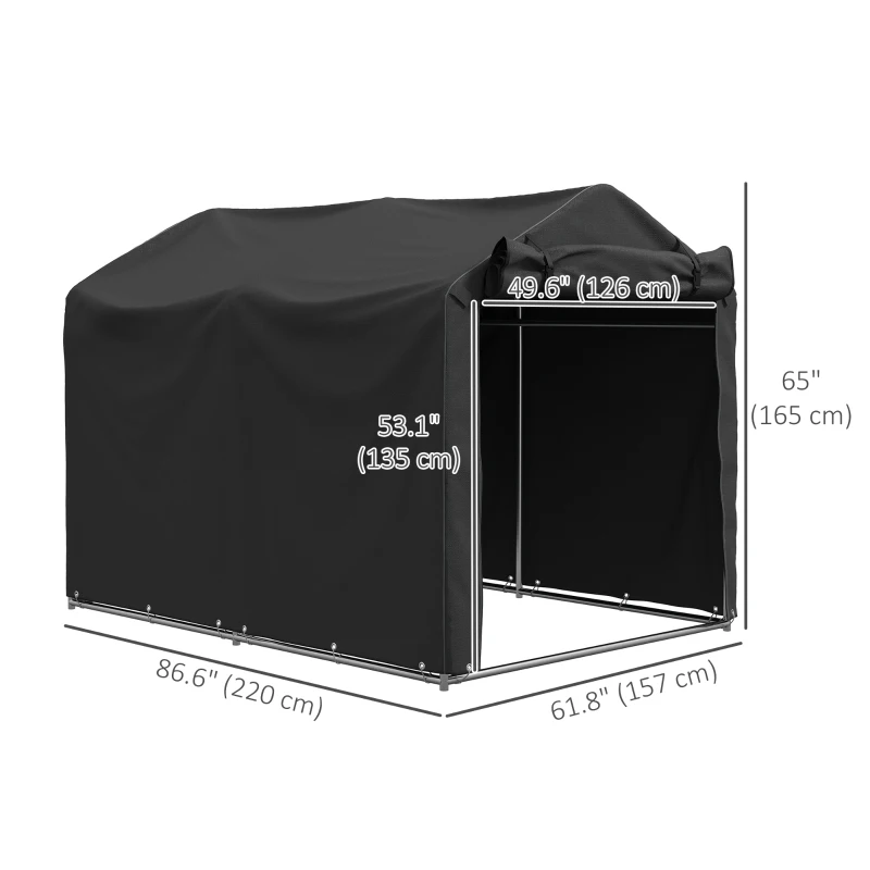 Outsunny Outdoor Storage Shed, UV Resistant Bike Tent with Roll-up Zipper Door, Portable Shed for Bike, Motorcycle, Black