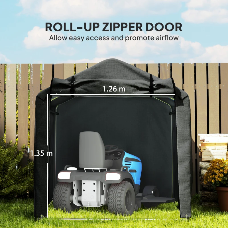 Outsunny Outdoor Storage Shed, UV Resistant Bike Tent with Roll-up Zipper Door, Portable Shed for Bike, Motorcycle, Black