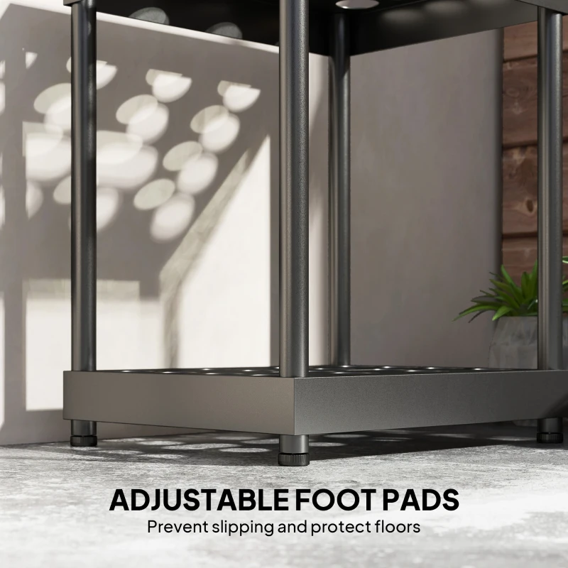 Outsunny Garden Tool Storage Rack, Up to 16 Tools, Heavy-Duty Metal Yard Tool Organizer for Garage Organization and Storage