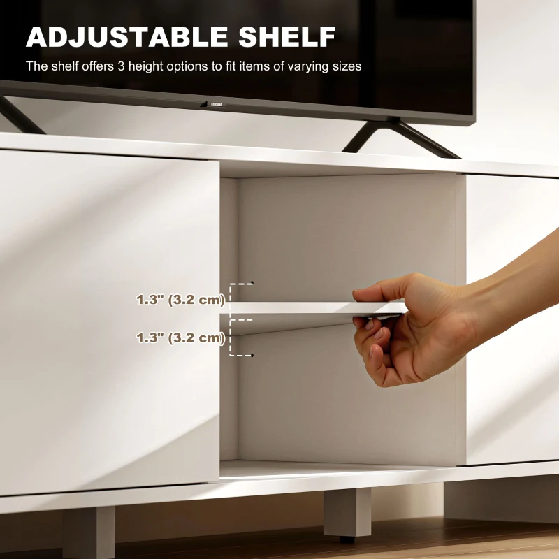 HOMCOM TV Stand for up to 65 Inch TV, Nordic Entertainment Center with 2 Cabinets and 2 Open Shelves for Living Room, White