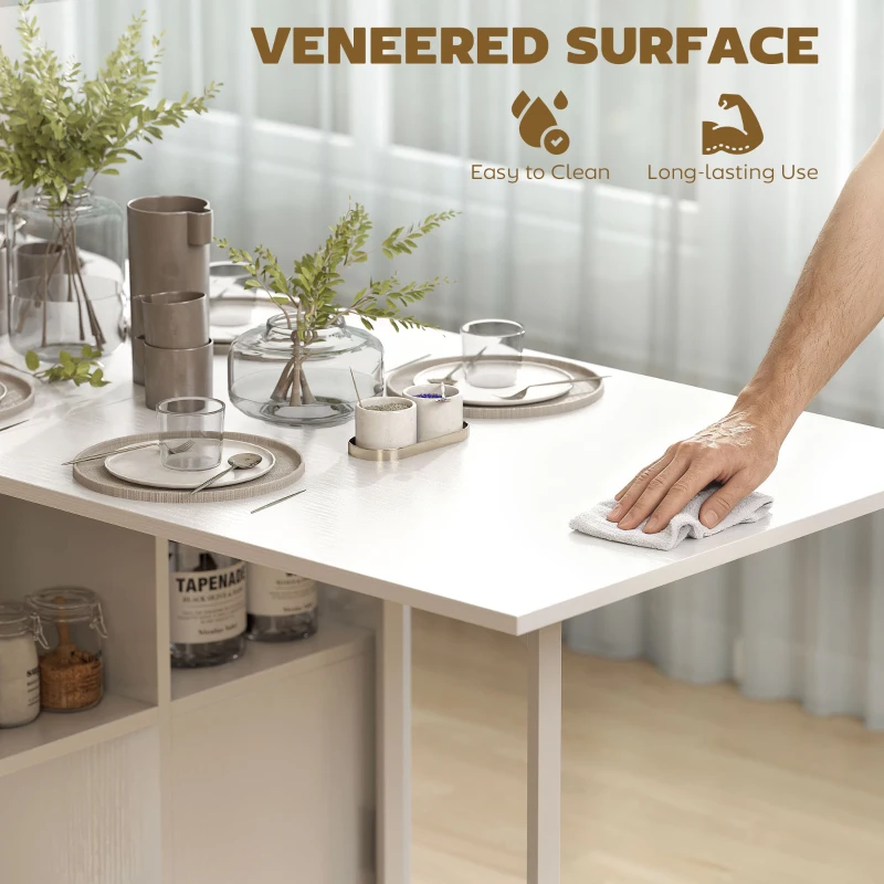 HOMCOM Multi-use Foldable Table with Hideaway Shelves, Drop Leaf Table for Kitchen, Dining, Study and Office, Brown