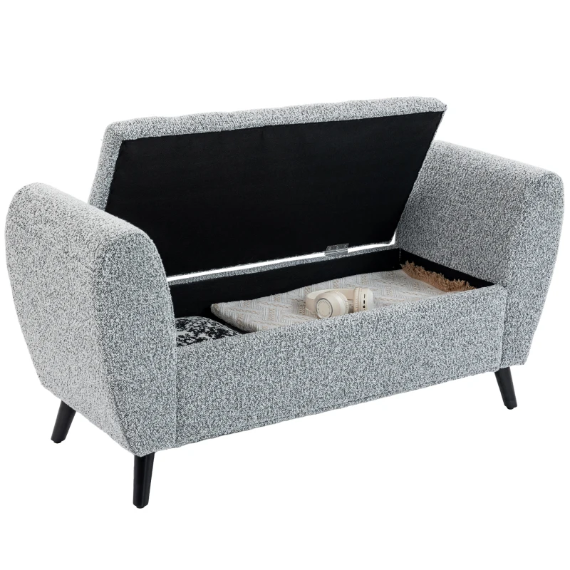 HOMCOM Upholstered Storage Bench with Arms, Modern Ottoman Bench for Bedroom, Entryway, and Living Room, Grey