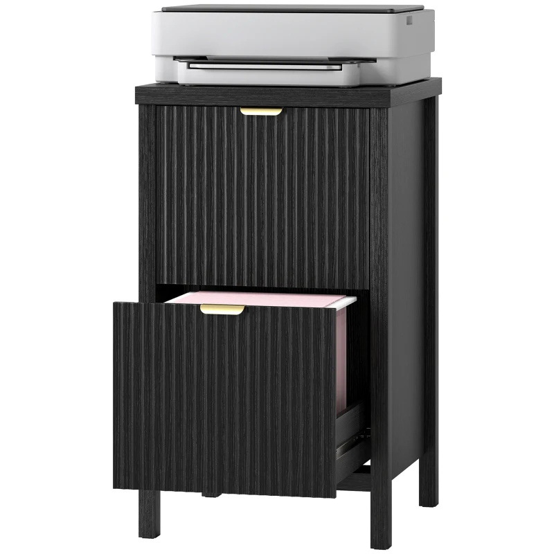HOMCOM 2 Drawer File Cabinet with Silent Slides, Vertical Modern Filing Cabinet Fits Letter/A4 Size Home Office, Black