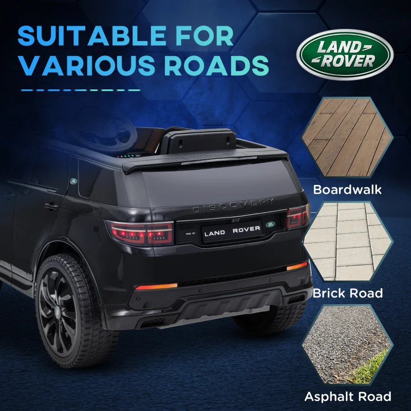 Qaba Land Rover Discovery Sport Licensed 12V Ride on Car w/ Remote, Soft Start, LED Lights, Music Horn, Black