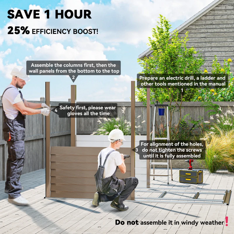 Outsunny 4.6' x 9' Steel Outdoor Storage Shed, Lean to Shed, Metal Tool House with Foundation Kit, Lockable Doors, Gloves and 2 Air Vents for Backyard, Patio, Lawn, Brown