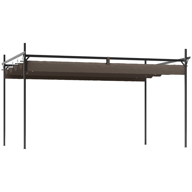 Outsunny 10' x 10' Outdoor Gazebo, UPF30+ Retractable Pergola Canopy, Free Standing Metal Pergola Kit, Brown