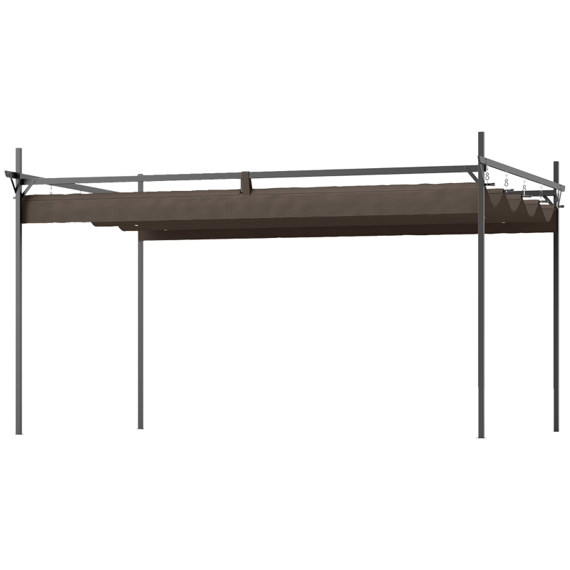 Outsunny 10' x 10' Outdoor Gazebo, UPF30+ Retractable Pergola Canopy, Free Standing Metal Pergola Kit, Brown