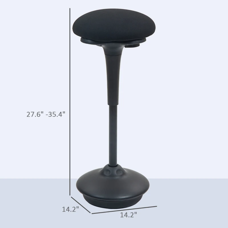 HOMCOM Backless Wobble Chair, Adjustable Active Ergonomic Stool Chair, with Rocking Motion, Padded, Black