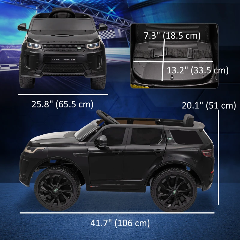 Qaba Land Rover Discovery Sport Licensed 12V Ride on Car w/ Remote, Soft Start, LED Lights, Music Horn, Black