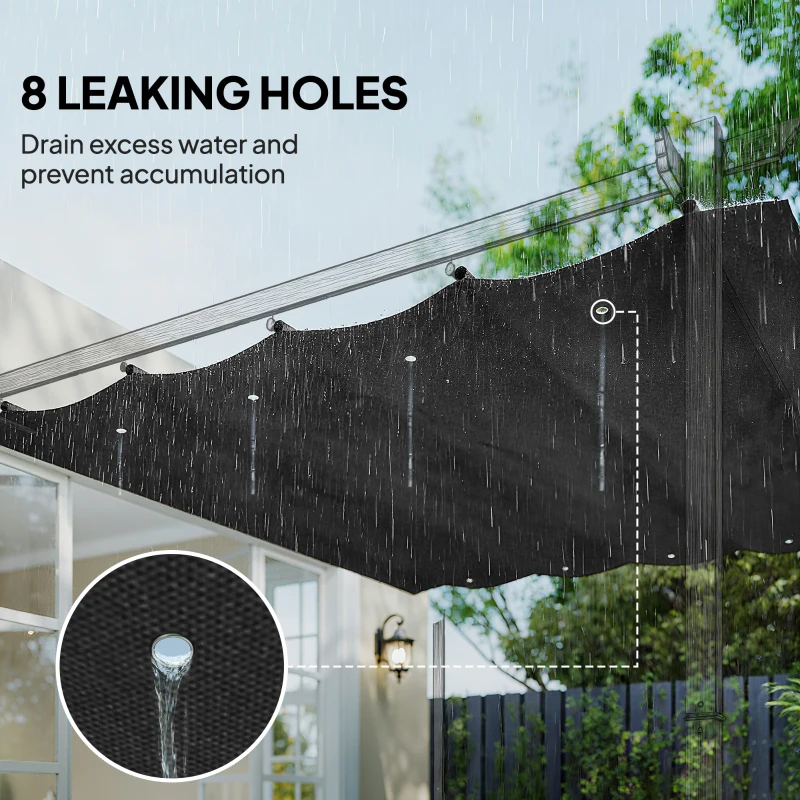 Outsunny 8' x 9.4' Retractable Pergola Canopy Replacement, Fit 7' x 10' Frame, UV30+ Pergola Cover Top Only, Dark Grey