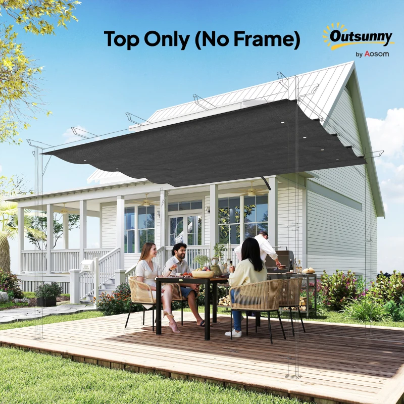Outsunny 8' x 9.4' Retractable Pergola Canopy Replacement, Fit 7' x 10' Frame, UV30+ Pergola Cover Top Only, Dark Grey