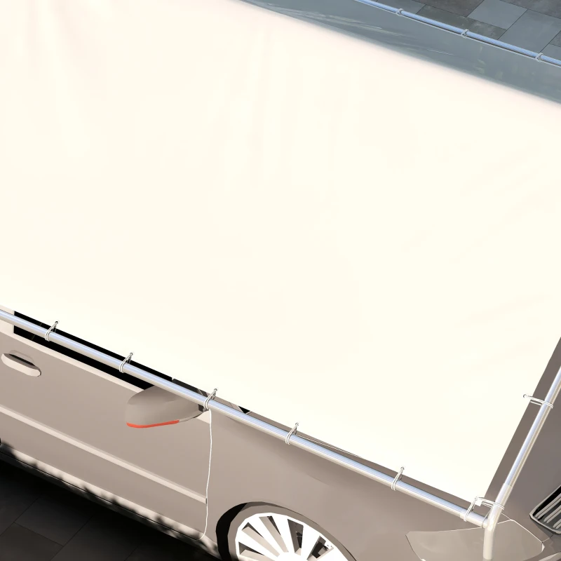 Outsunny 10 x 20ft Carport Roof, UV Resistant Canopy Replacement Cover with Ball Bungee Cords, White