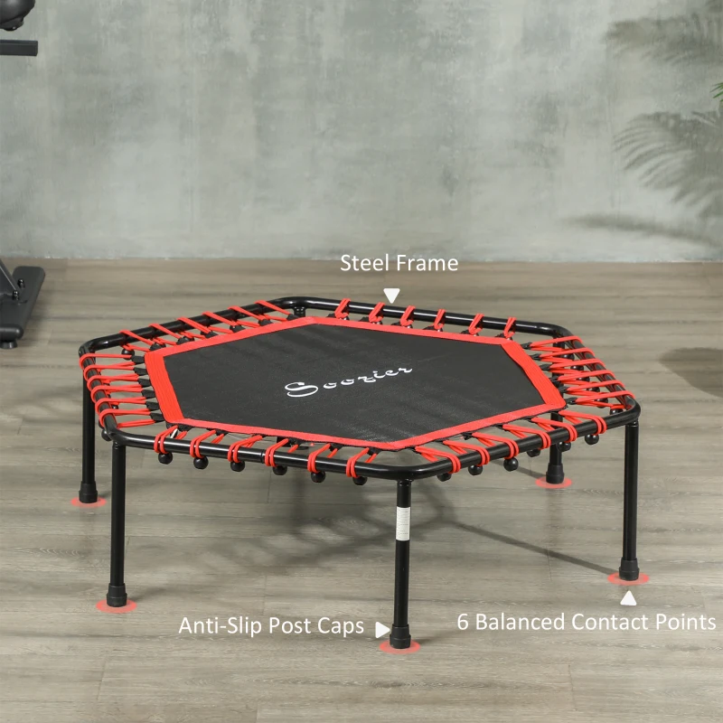 Soozier 45" Rebounder Trampoline for Adult, Quiet Bungee Rebounder with LED Lights Remote Control, Red