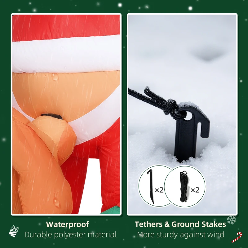 Outsunny 7FT Hanging Christmas Inflatable Santa with Dog, Christmas Blow Up Decoration with Built-in LED Lights for Garden