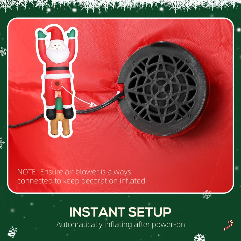 Outsunny 7FT Hanging Christmas Inflatable Santa with Dog, Christmas Blow Up Decoration with Built-in LED Lights for Garden