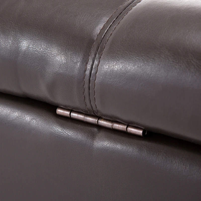 HOMCOM Storage Ottoman Bench, Foot Rest with Solid Wood Legs, 51 Inches PU Leather Storage Chest for Living Room, Brown