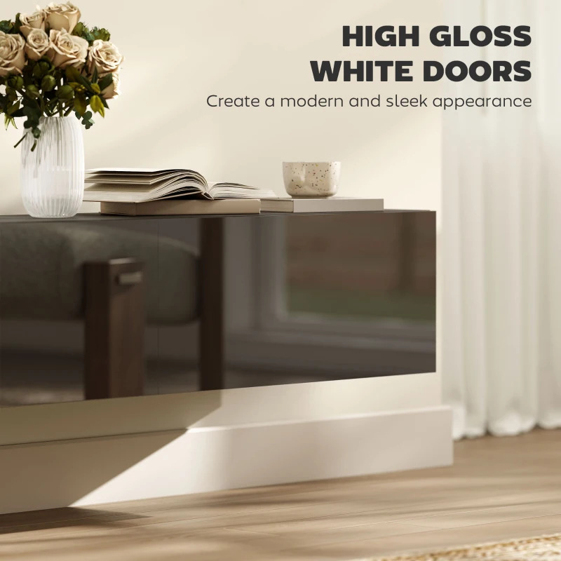 HOMCOM Floating TV Stand with Storage Cupboards for 45, 55, 65in TVs, Wall Mounted TV Console Entertainment Unit, Black