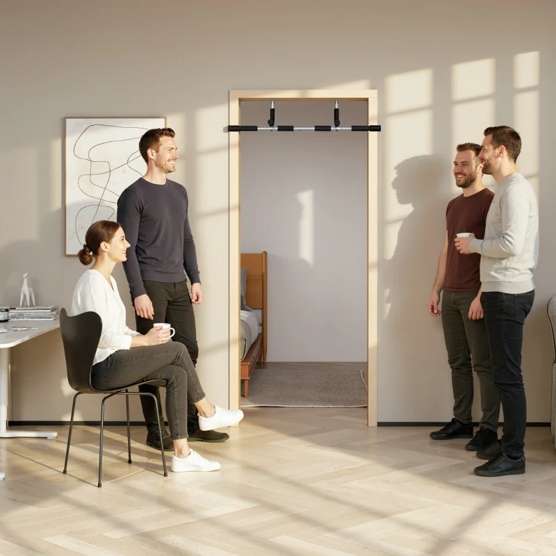 Soozier Pull-Up Bar for Doorway, Home Fitness Door Horizontal Chin up Bar for Indoor Gym Upper Body Workout, Grey