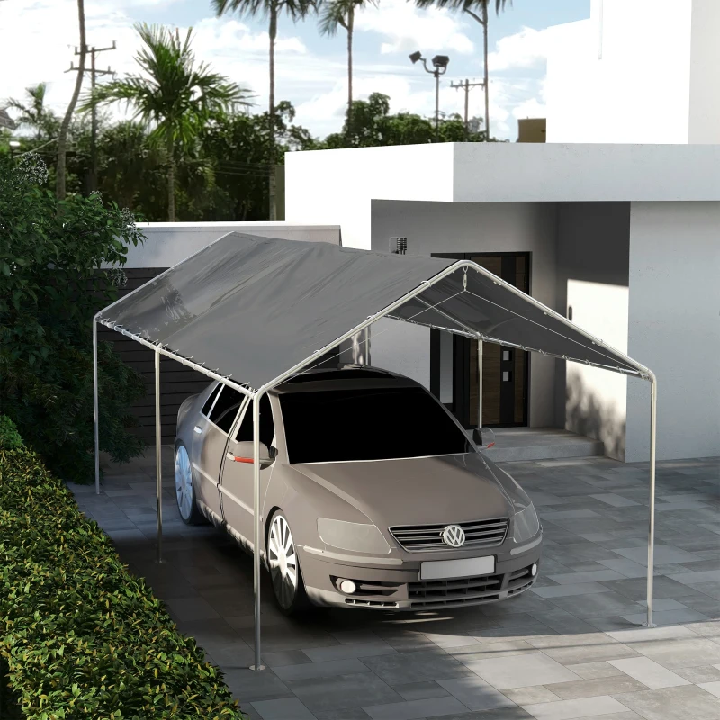 Outsunny 10 x 20ft Carport Roof, UV Resistant Canopy Replacement Cover with Ball Bungee Cords, Dark Gray