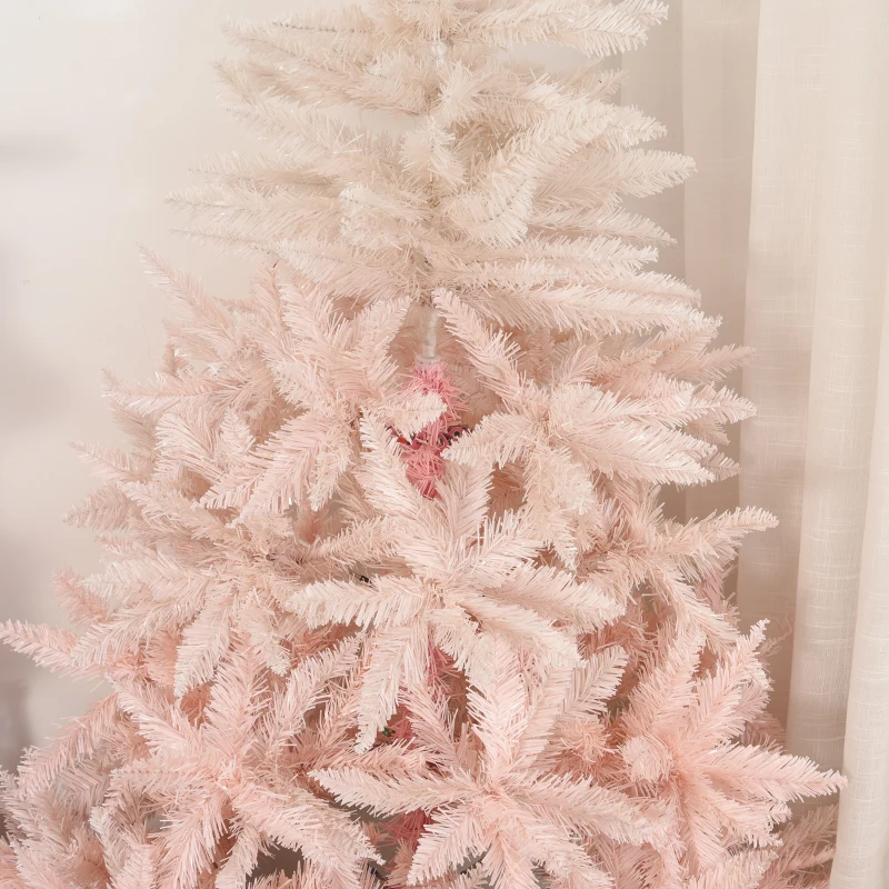 HOMCOM 5ft Unlit Spruce Artificial Christmas Tree with Realistic Branches and 450 Tips, Pink