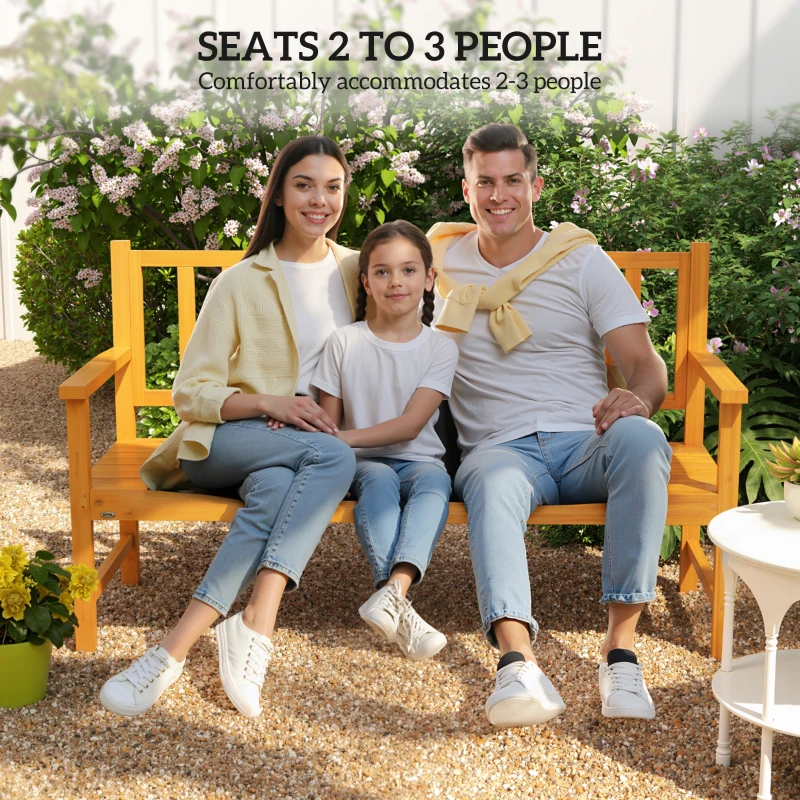 Outsunny Wooden Bench with Liftable Middle Table, Outdoor Bench, Patio Loveseat for Porch, Backyard, Seats 2-3 People