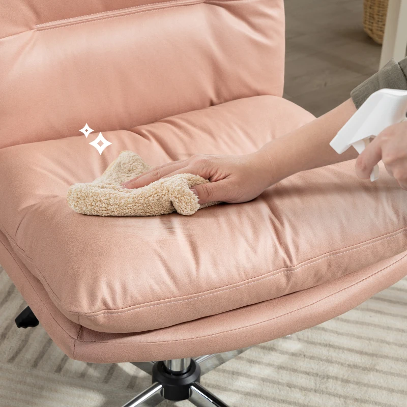 HOMCOM Armless Office Chair, Criss Cross Chair with Adjustable Height & Tilt Function for Home Office, Study, Pink