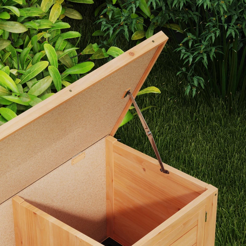 PawHut Wooden Rabbit Hutch Bunny Cage Guinea Pig House Outdoor with Sliding Out Tray, Openable Roof, Feeding Trough, Yellow