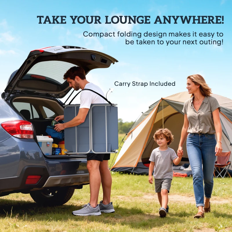 Outsunny Folding Outdoor Chaise Lounge Sun Tanning Chair with Face Cavity, Pillow, 5-level Adjustable for Beach, Pool, Gray