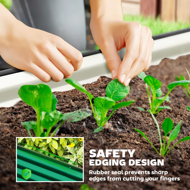 Outsunny 6' x 3' x 1' Large Outdoor Planter Box, Galvanized Raised Garden Bed with Metal Plant Stake, Green