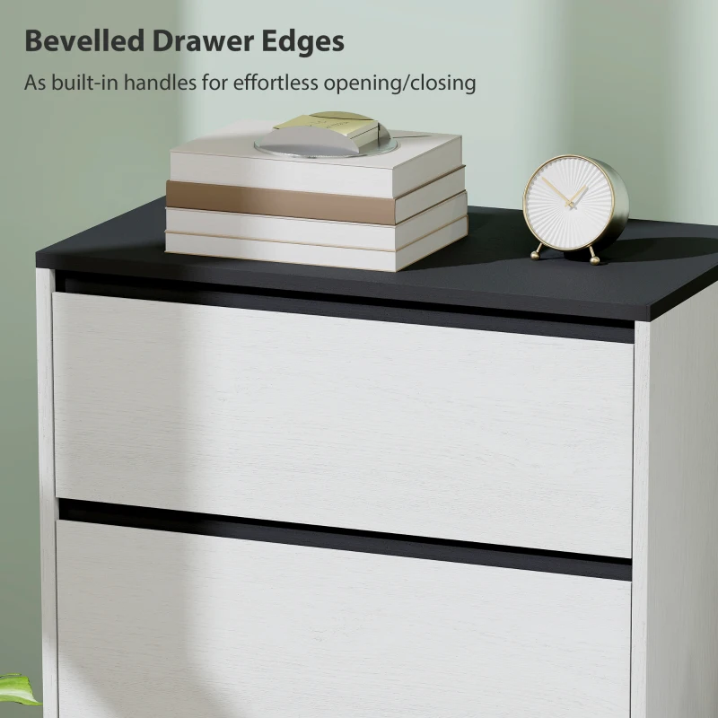 HOMCOM Tall Chest of Drawers, 4 Drawer Dresser for Bedroom, Living Room, Hallway, Modern Storage Cabinet, White Wood Effect