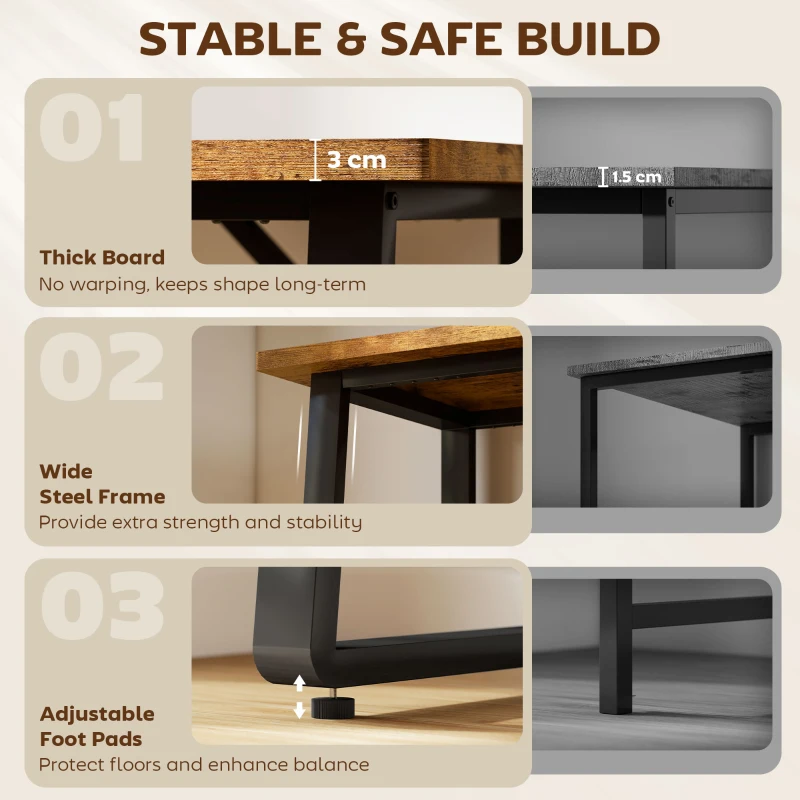 HOMCOM 71 Inch Computer Desk, Home Office Desk, Simple Study Writing Table with Adjustable Feet, Modern Style, Brown