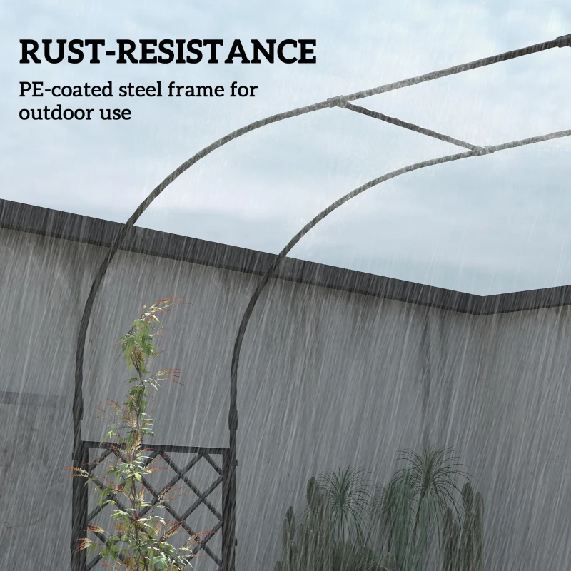 Outsunny Garden Arch Outdoor Trellis Arbor with 2 Planter Boxes, 109.4" x 15.7" x 86.6", Black